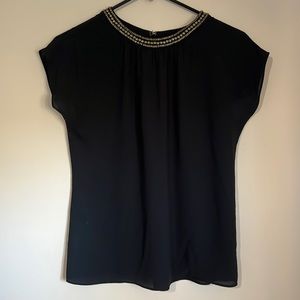 LOFT blouse with beaded collar